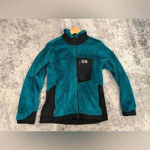 EUC Mountain Hardware women’s fleece jacket size M green black